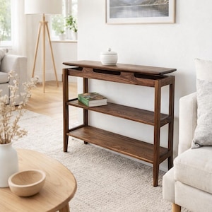 Floating mid-century luxury black walnut side table The Horizon coffee table - side table.wooden table,buffet.book shelf.decoration