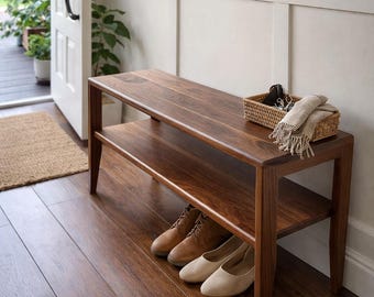 The Quebec Entryway Bench – Solid Black Walnut • Modern & Minimalist Hallway, Bedroom or Dining Bench • Custom Sizes Available