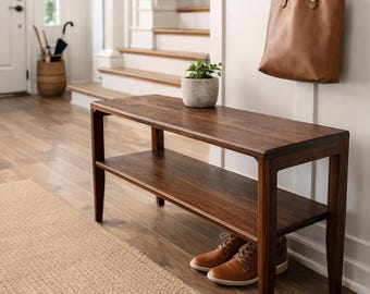 The Quebec Entryway Bench -  Black Walnut – Solid Wood, Modern & Minimalist Seating for Hallway, Bedroom, or Dining – Custom Sizes Available