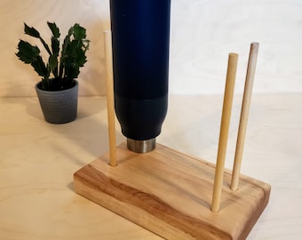 Beautiful bottle/plastic bag dryer/holder in hard maple