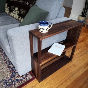 Mid Century Modern End Table - Black Walnut Side Table - Handmade Wooden Nightstand - Minimalist Accent Table - Solid Wood Furniture-Artisan