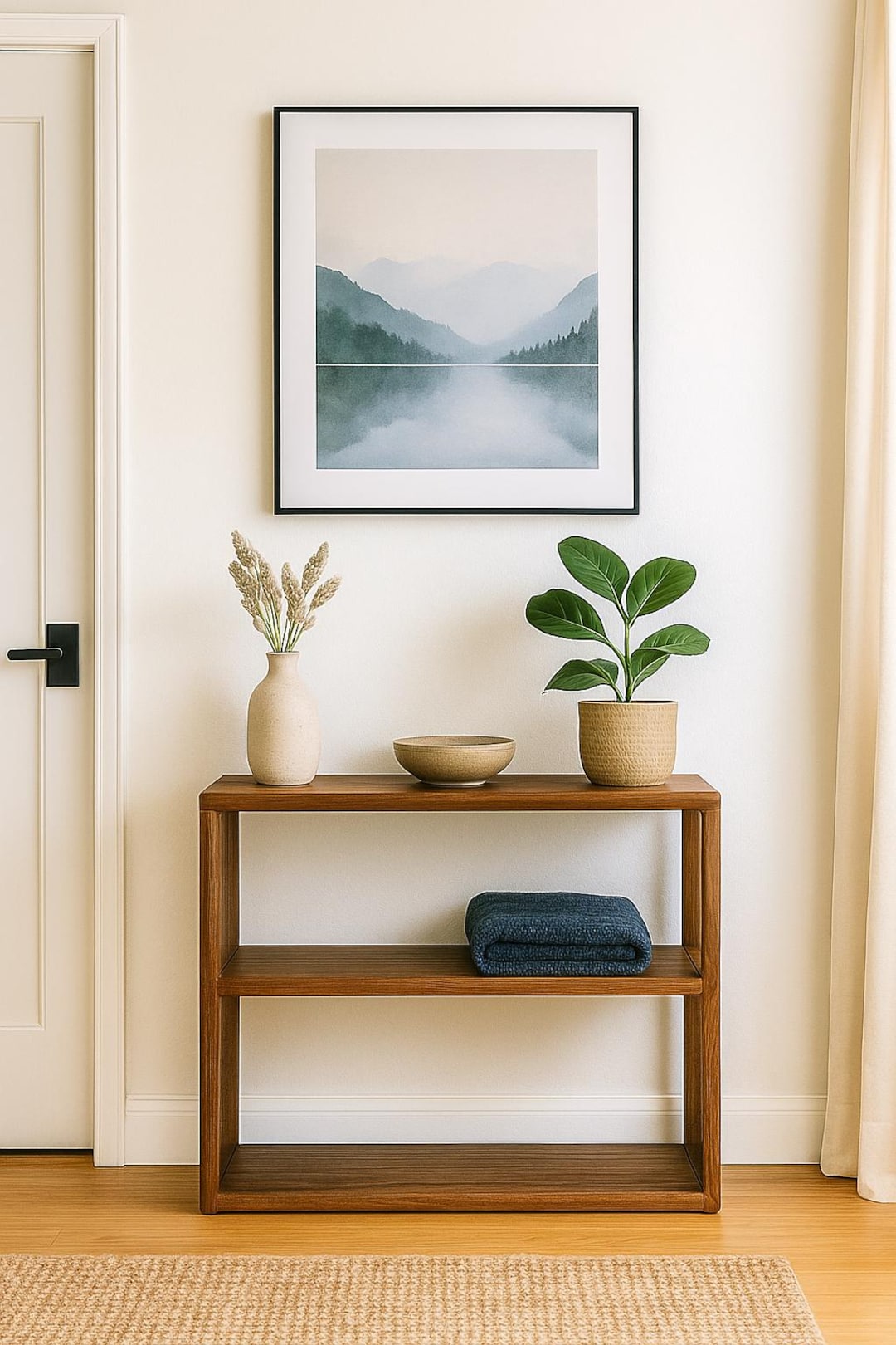Handcrafted Narrow Black Walnut Console Table – Slim Mid-century ...