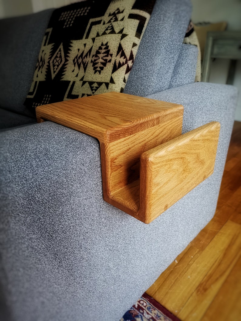 Couch Arm Rest Table With Magazine Stand - Wood Armrest Table, Arm Tray ...
