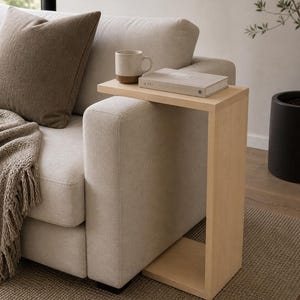 Maple C-Shaped Side Coffee Table – Solid wood Sofa Table, Minimalist End Table for Living Room - Made in Canada
