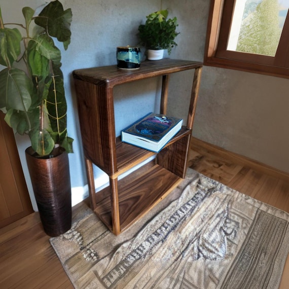 Black Walnut Side Table - Mid Century Modern - Handmade Wooden Nightstand - Minimalist - Solid Wood Furniture