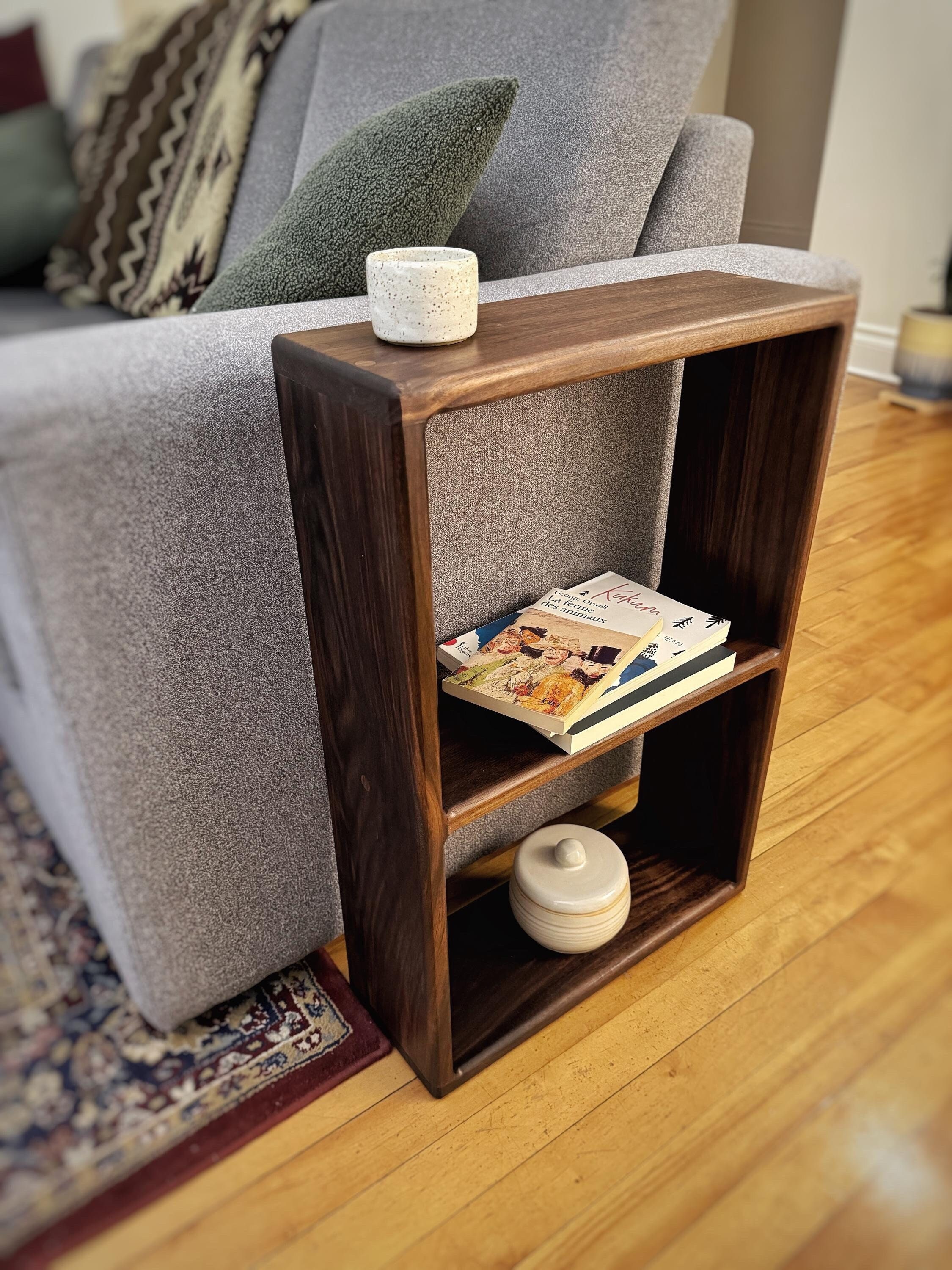 Black Walnut Bookcase - Mid Century Modern End Table - Handmade Wooden ...