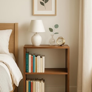 The Linea – Solid Black Walnut Narrow Bookcase, Minimalist Mid-Century Modern Bookshelf, Handmade in Quebec image 6