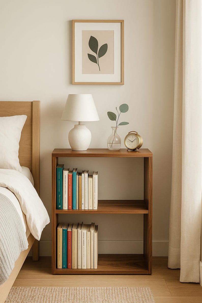 The Linea – Solid Black Walnut Narrow Bookcase, Minimalist Mid-Century Modern Bookshelf, Handmade in Quebec image 6