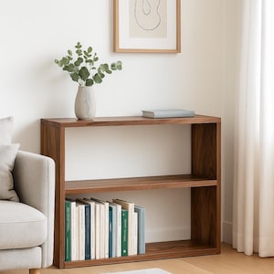 The Linea – Solid Black Walnut Narrow Bookcase, Minimalist Mid-Century Modern Bookshelf, Handmade in Quebec image 4