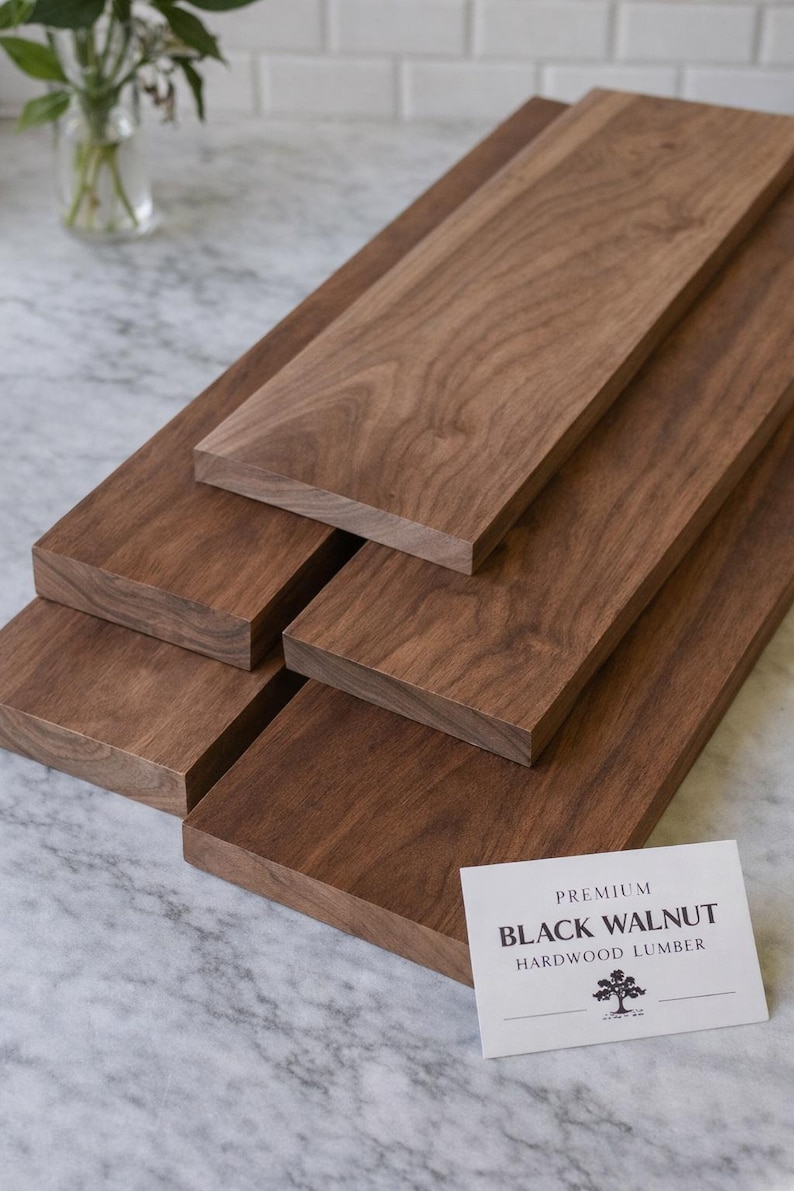 Solid Black Walnut Shelf – Furniture-Grade Plank, Wood Board for DIY Shelves, Handmade in Quebec image 2