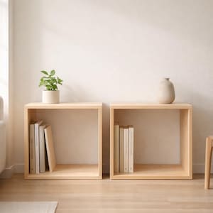 Stackable Maple Wood Shelves – Modular Wall or Floor Storage, Handmade Minimalist Organizer