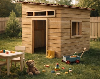 Kids Wooden Playhouse Plans PDF 6x6 | DIY Backyard Playhouse Step-by-Step | Woodworking Project