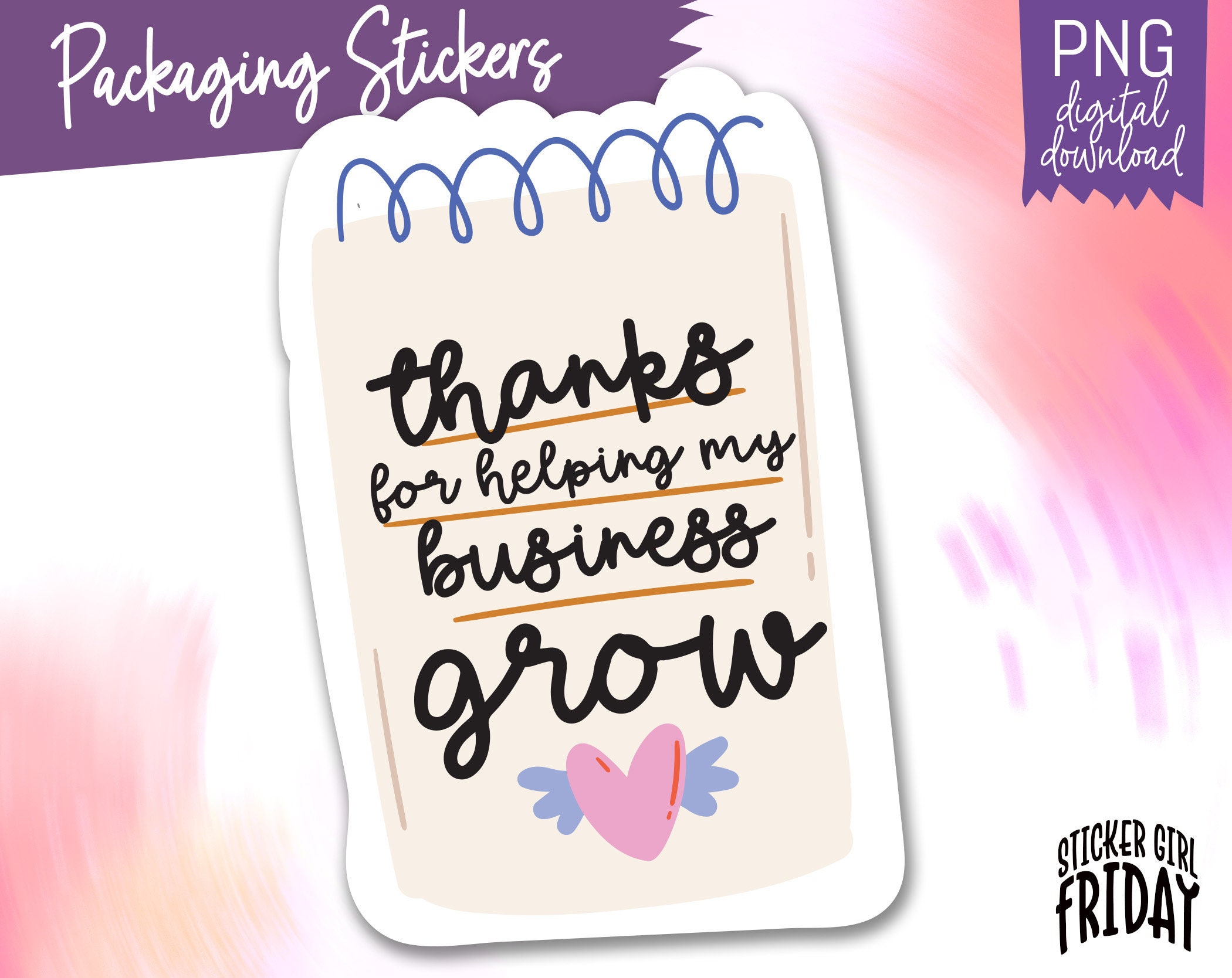 Thank You For Helping My Business Grow Sticker Png Small Etsy
