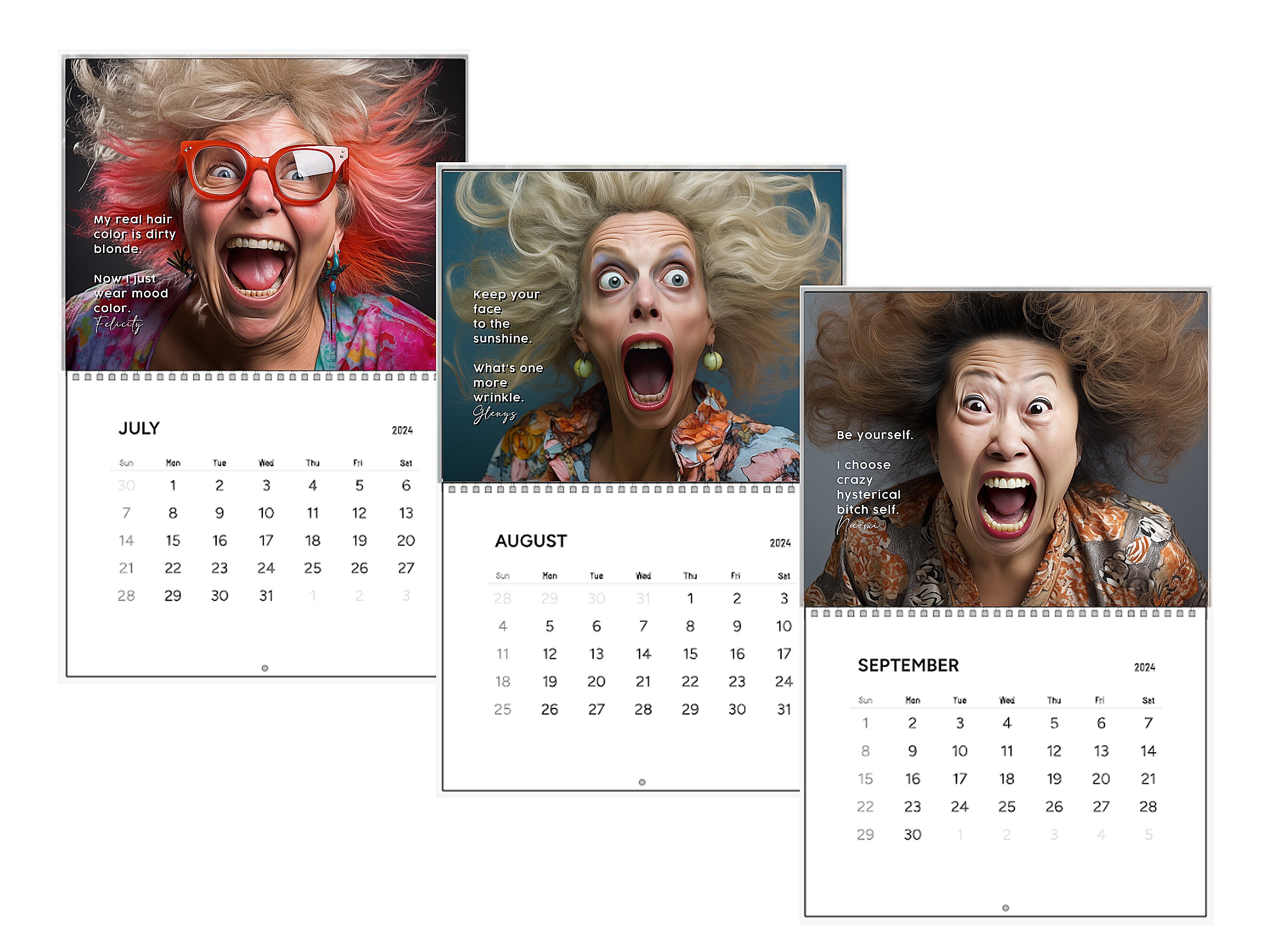 Funny Calendar 2024 Wall, Girl Boss Calendar, Funny Menopause Gifts ...