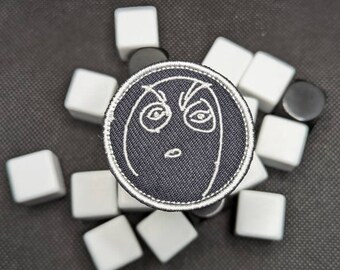 ¿Qué? Parche bordado - Parche de meme de reacción divertida (5 cm)