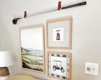 Leather Golf Club Wall Hanger Bracket, Golf Club Holder, Golf Club Rack, Golf Club Display