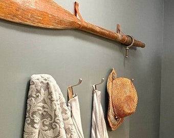 Wall Hook, Leather Loop, Macrame Wall Hanging Strap, Branch Hanger, Driftwood Pole Hanger, Oar Paddle Leash Hanger, Curtain Rod Holder Strap