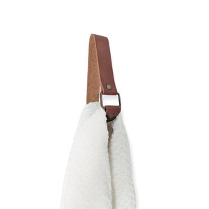 Leather Strap Towel Hanger, Dress Clotes Hanger, Bath Towel Holder, Wall Hook, Leather Loop Scarf Holder,Wall Decor,Leather Home Accessories