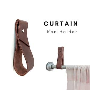 Sangle de support de tringle à rideau en cuir, Support de tringle à rideau en bois, rideau bohème, parures de fenêtre, tringle à rideau, boucle, crochets, accessoires de décoration maison, rustique