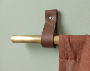 Genuine Leather Curtain Rod Holder, Wall Hanging Strap, Textile Hanger, Oar Hooks