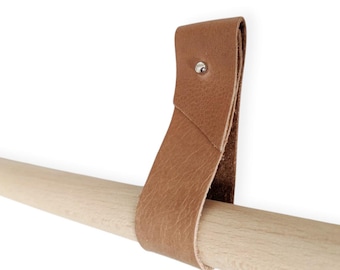 Leather Curtain Rod Holder, Wall Hanging Strap, Curtain Rod Bracket, Boho Curtain, Window Treatments, Curtain Pole, Loop, Hooks,Home Accents