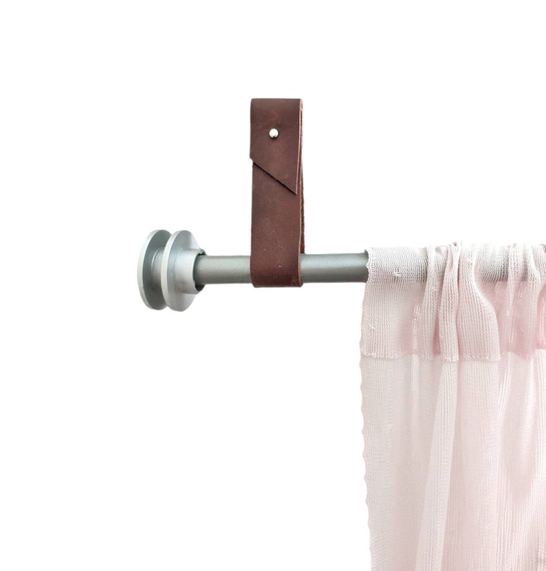 Leather Curtain Rod Holder Strap Wood Curtain Rod Bracket Etsy