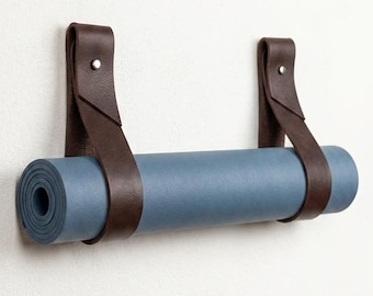 Leather Yoga Mat Wall Mount, Pilates Mat Holder