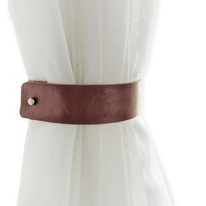 Leder Vorhang Raffhalter, Minimale Boho Raffhalter, Braune Vorhang Raffhalter, Schleife, Halter, Haken, Akzente, handgefertigtes echtes Leder