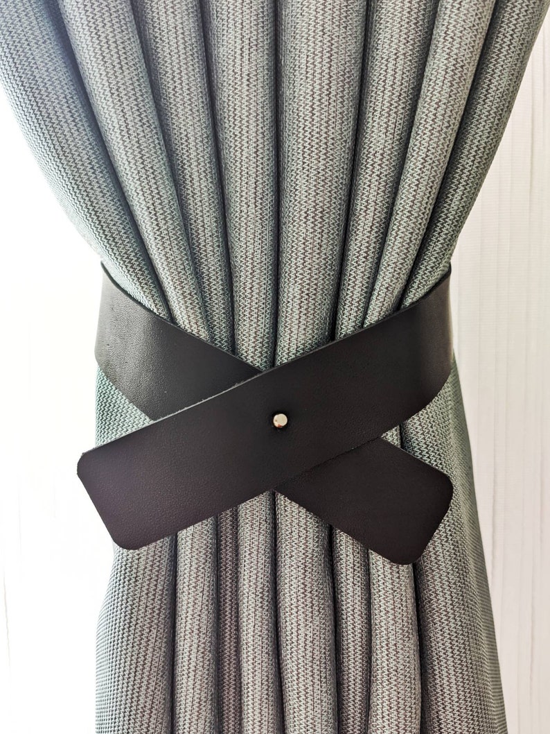 Minimal Leather Curtain Tiebacks Boho Curtain Tie Back - Etsy