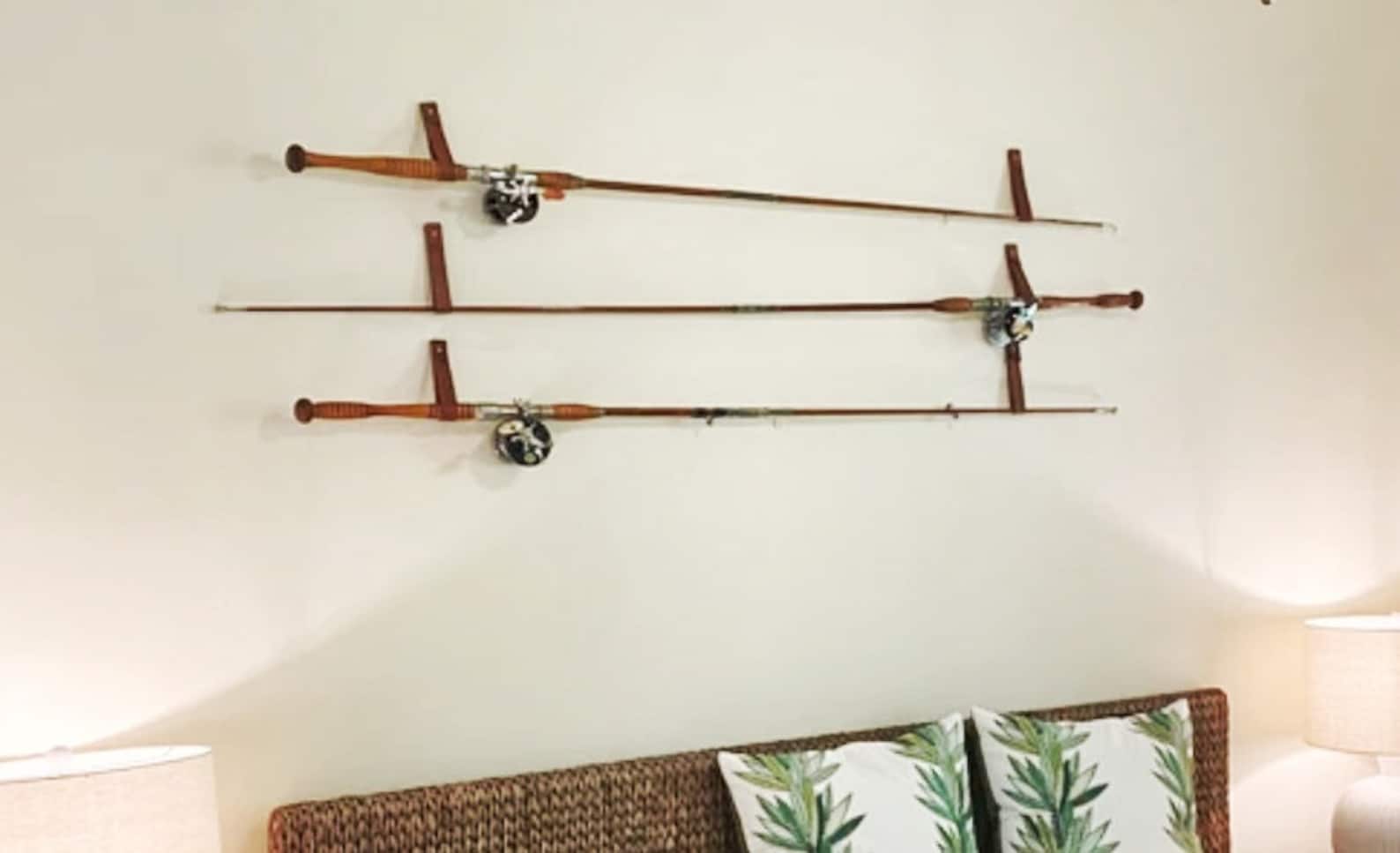 Fly Rod Storage Strap Leather Fly Fishing Rod Holder, Pole Rack, Pole Organizer, Fishing ...