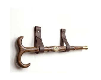Leather Cane Holder, Wall Mount Walking Cane Hanger