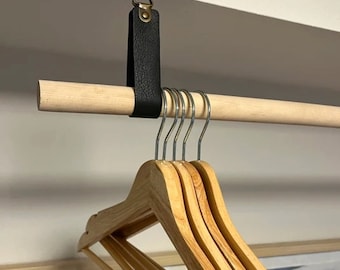 Leather Ceiling Straps, Clothing Rack Rod Holder, Ceiling Curtain Rod Holder, Garment Rack, Wooden Clothes Rack, Laundry Hanging, Home Decor