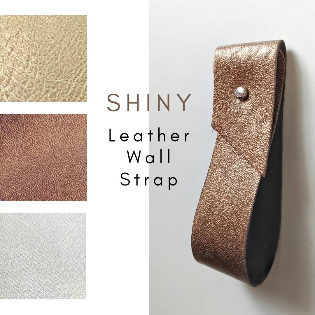 Shiny Leather Wall Hanging Strap Curtain Rod Holder Paddle Etsy