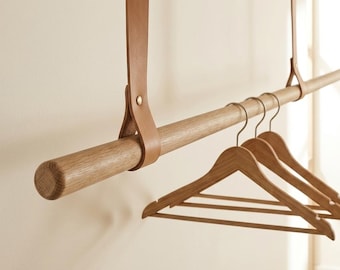 Leather Ceiling Straps, Ceiling Clothes Rack, Rod Holder