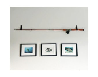 Leather Fly  Fishing Rod Holder, Pole Rack, Pole Organizer, Fishing Decor, Fishing Pole Wall Mount, Tackle Storage, Pole Hanger Strap