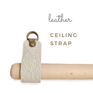 Leather Ceiling Straps, Clothing Rack Rod Holder, Ceiling Curtain Rod Holder, Garment Rack, Wooden Clothes Rack, Laundry Hanging, Home Decor