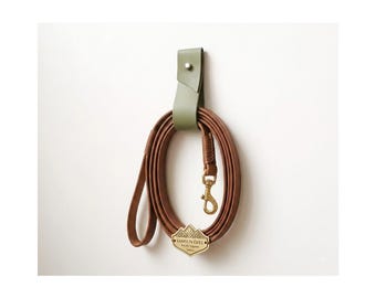 Leather Dog Leash Hanger, Pet Leash Wall Holder, Dog Collar Organizer