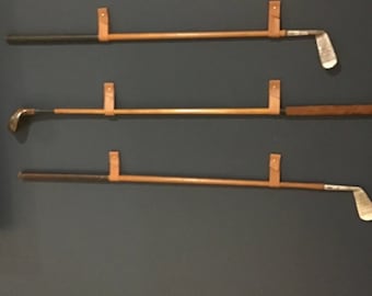 Leren golfclub muurhanger, golfclubhouder, golfclubrek, standaard, organizer, golfclubdisplay, stanghanger muurbevestiging, opberger, haak