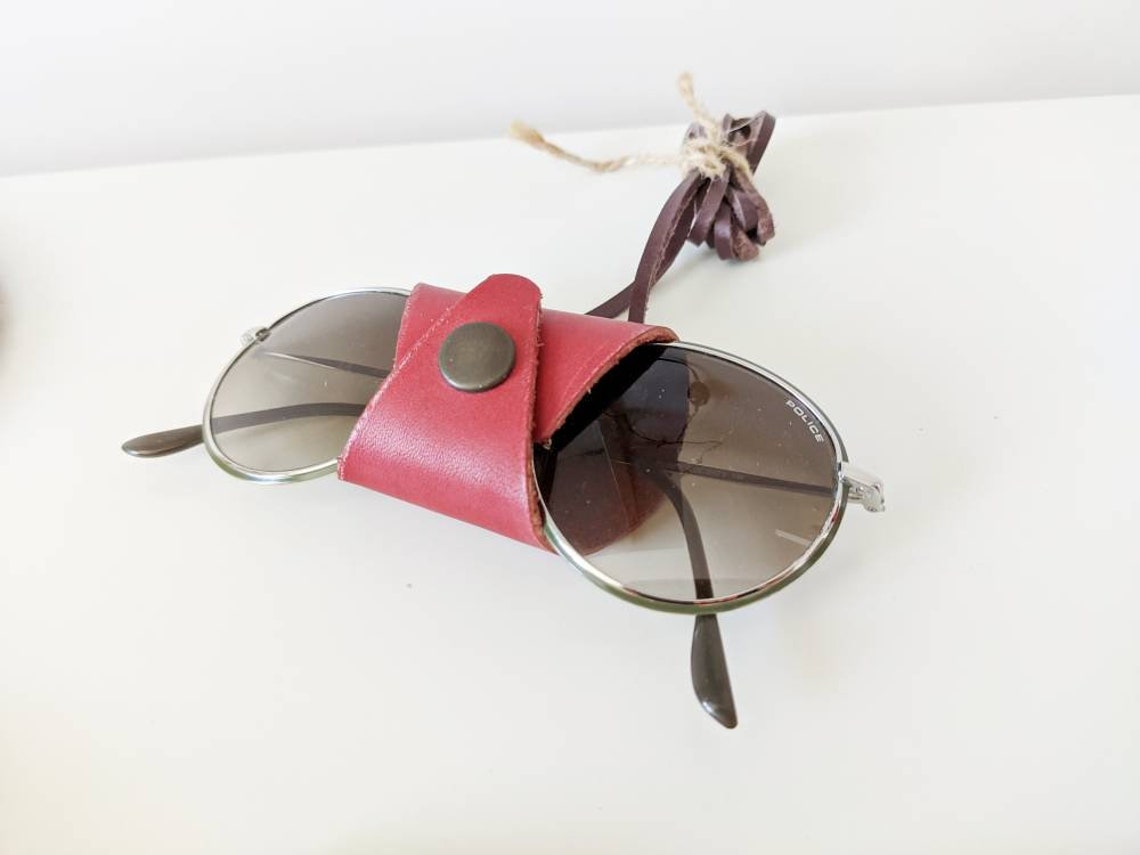 Sunglass Holder Strap Red Leather Gift Set Crossbody Bag Etsy