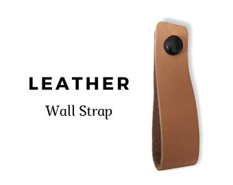 Leather Curtain Rod Holder Strap, Wood Curtain Rod Bracket, Boho Curtain, Window Treatments, Curtain Pole, Loop, Hooks, Home Accents, Rustic