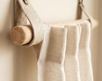 Leather Ceiling Straps, Clothing Rack Rod Holder, Ceiling Curtain Rod Holder, Garment Rack, Wooden Clothes Rack, Laundry Hanging, Home Decor