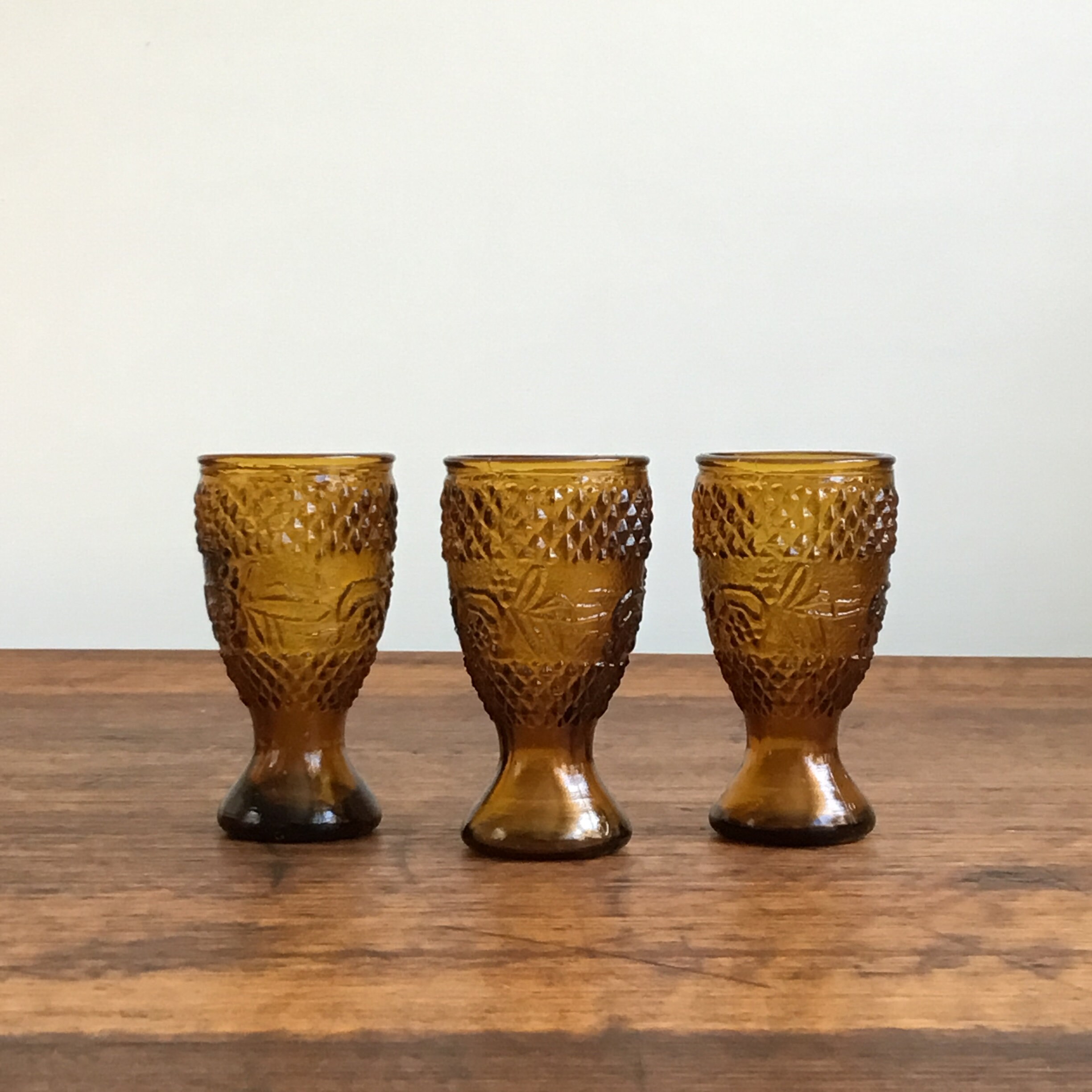 Collection of vintage glassware. Amber glasses. Etsy