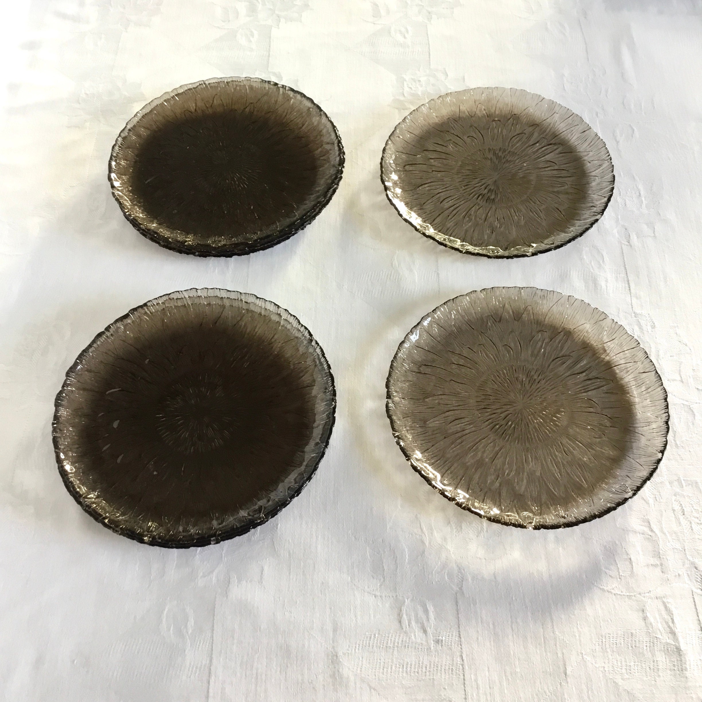 Vintage brown glassware plates. Etsy