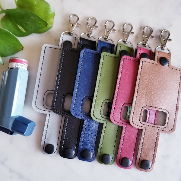 Solid Color Black Stitching - Inhaler holder, Inhaler Case, Inhaler Keychain