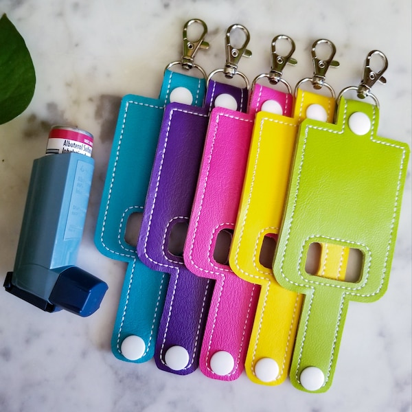 Solid Color White Stitching - Inhaler holder, Inhaler Case, Inhaler Keychain