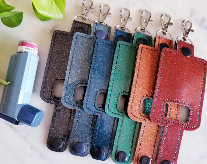 Mail Back Inhaler Container Glitter Jelly Solid Color Black Back Inhaler Holder, Inhaler Case ...