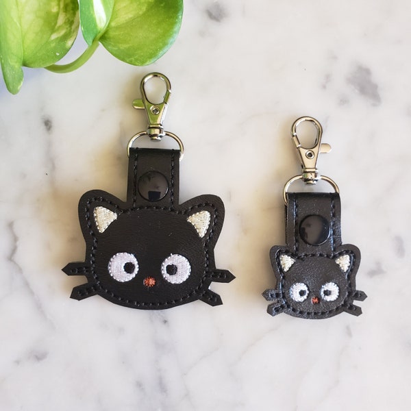 Chat noir - Porte-clés, bouton pression, pendentif, style,