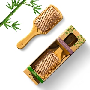 Bamboo Paddle Hair Brush, Wood Zero Waste Natural Hair Brush, Plastic Free Biodegradable Brush, Eco Friendly Gift