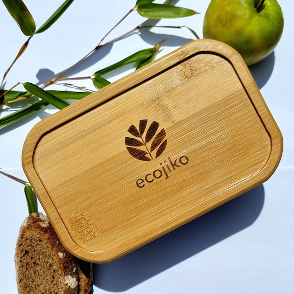 Natural Bamboo & Stainless Steel Lunch Box, Reusable Eco Food Container, Zero Waste Plastic Free Sandwich Box, Bento Box, Eco Gift