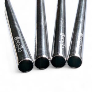 May include: Four silver reusable drinking straws with the word "ecojiko" engraved on each straw.